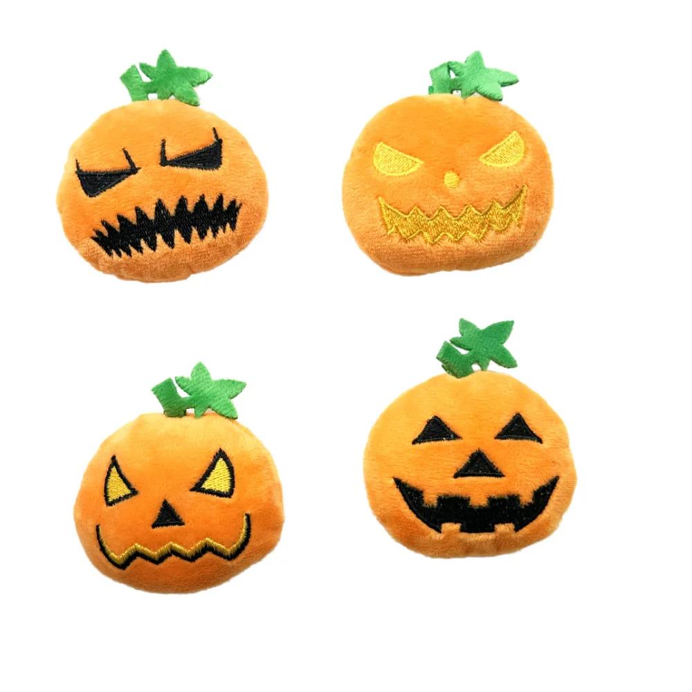 Halloween Cat Toys Large Cute Pumpkin Ghost Face Interactivity Plush Toys Soft Durable Teething Cleaning Teeth Pet Toy Supplies