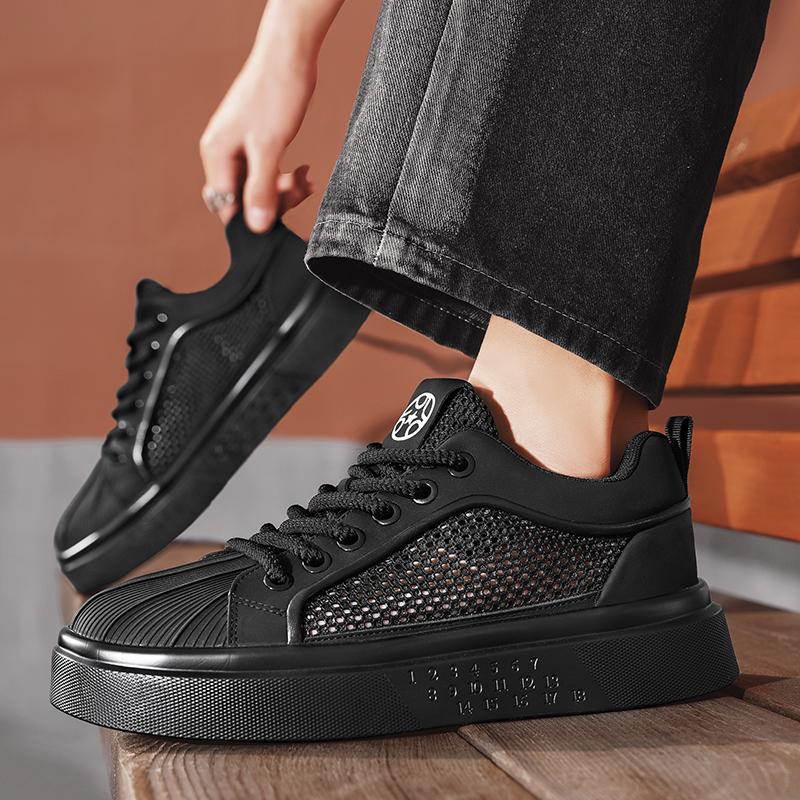 Little white shoes men's 2025 new mesh breathable and comfortable sports and leisure shoes soft sole heightening lightweight board shoes