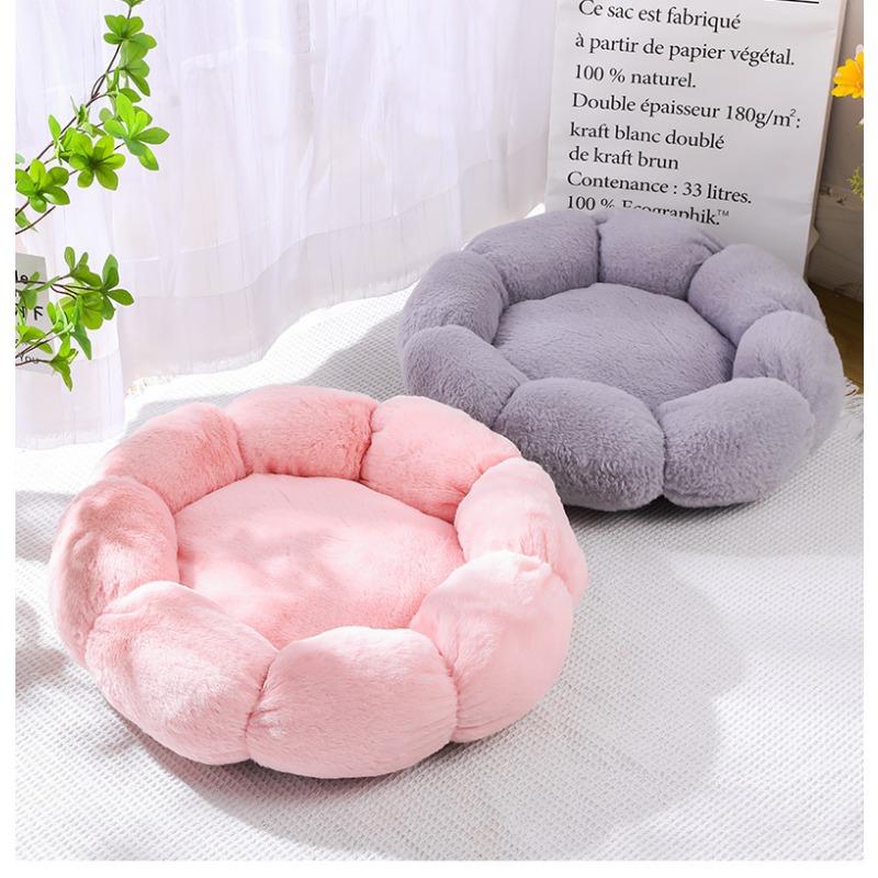 Closed Warm Flower Pet Bed For Cat Dog All Season Use