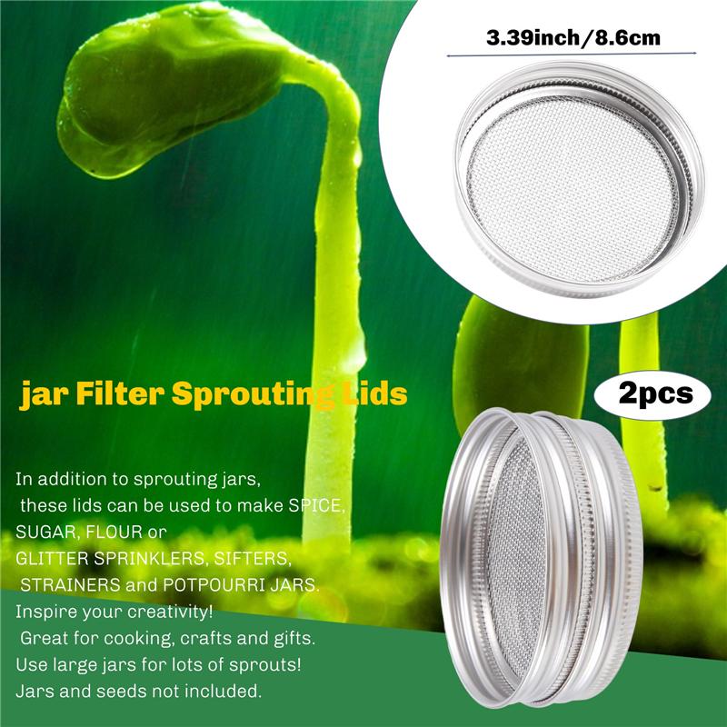 Gutes Set aus 2 Edelstahl-Sprossenglasdeckeln Für Hervorragende Belüftung Passend für Weithalsgläser Einmachgläser Zum Herstellen von Organ