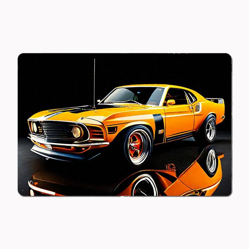 Mustang Boss 302 Hatchback 1970 Race Car Racer Retro Metal Sign Poster Garage Indoor Room Decor Club Tin Home Wall Decor