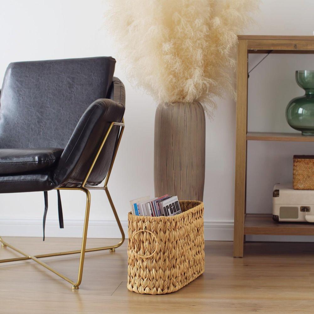 Kreativní proutěný pletený úložný box na toaletní papír s uchy Velkokapacitní koupelnový úložný koš Domácí úložný koš na drobnosti