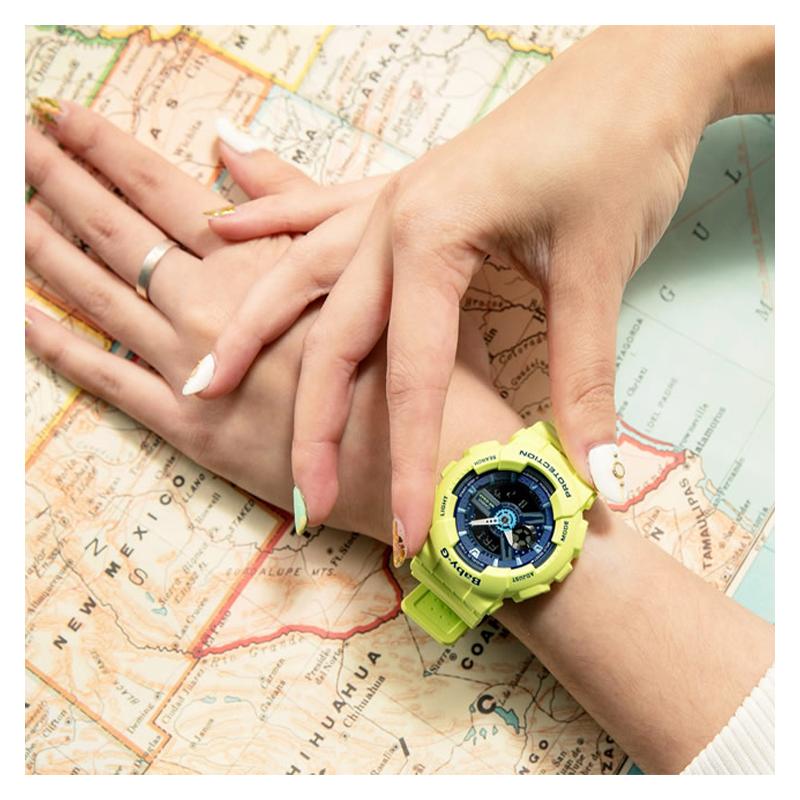 Casio BABY-G Theme Series Trendy Contrast Color Vitality Street Classic Pointer Dual Display Sports Waterproof Quartz Movement Resin Strap BA-110PP-3A