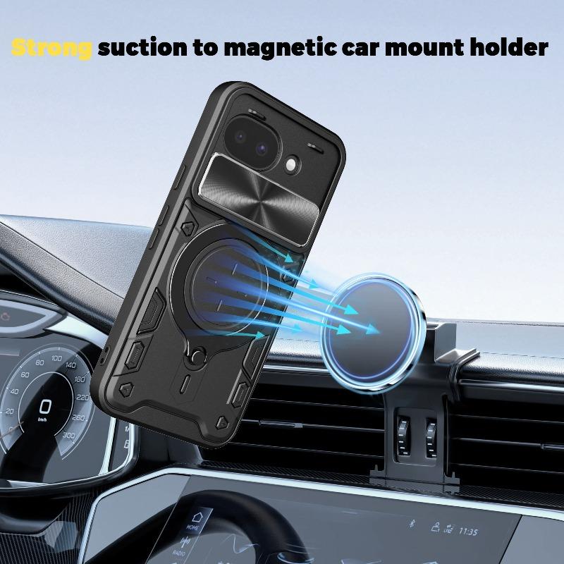 For Google Pixel 10a Case Heavy Duty Shockproof Armor Magnetic Ring Holder Slide Lens Protection Cover for Google Pixel10 A 10A