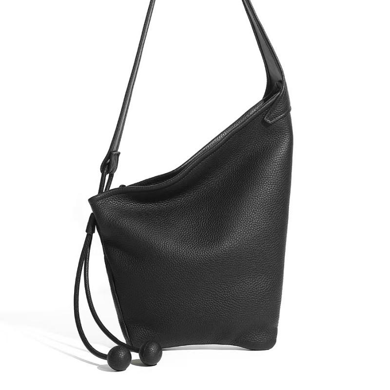 New Genuine Leather Lady Lazy Dumpling Bag Girls Minimalist Niche Asymmetric Design Handbag Women Single Shoulder Crossbody Bag
