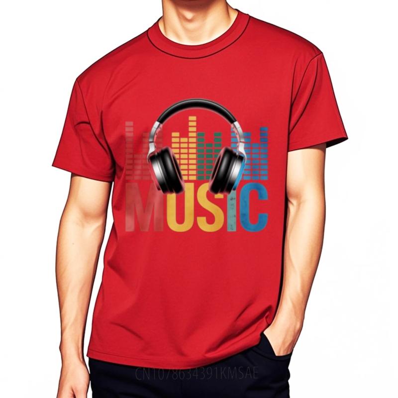 Comfortable Unisex Crew Neck Tshirt Black Music Equalizer Headphones Colorful Design Comfort Unisex Tee Shirt Soft Cotton Tee