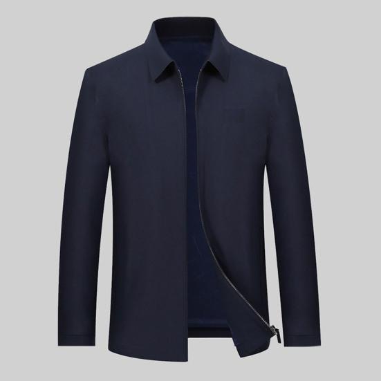 Men Suit Coat Formal Business Style Turn-down Collar Zipper Placket Long Sleeve Anti-wrinkle Men Spring Fall Jacket