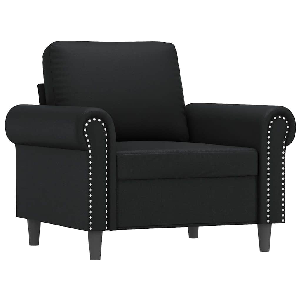 Vidaxl Armchair, Black, 60 Cm, Upholstered In Faux Leather