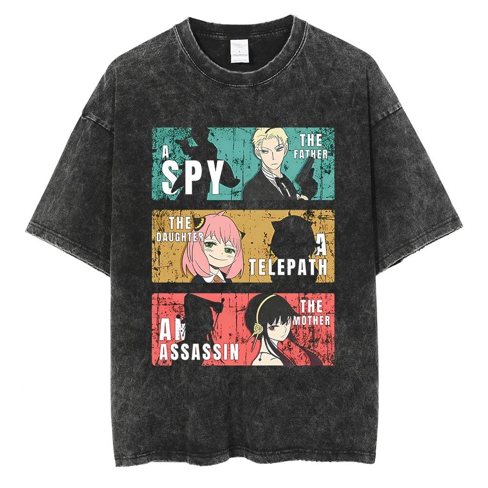 Spy x Family Anya Peeking Classic Scene Vintage Washed Anime T-Shirt, Unisex Cute Anime Fan Streetwear Tee, 100% Cotton Casual Short Sleeve Top
