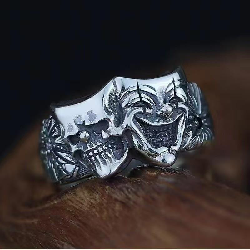 Double Sided Clown Ring Men's Retro Trendy Ring With An Open Mouth Ring