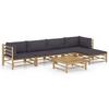 Exclusive House - 6-piece Garden Furniture Set with Dark Grey Cushions Bamboo