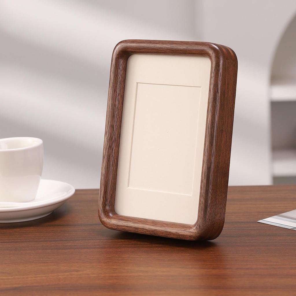 Schwarze Walnuss Doppelt abgerundete Ecke Holz Foto Rahmen - Personalisierte DIY Tischplatten Bild Anzeige