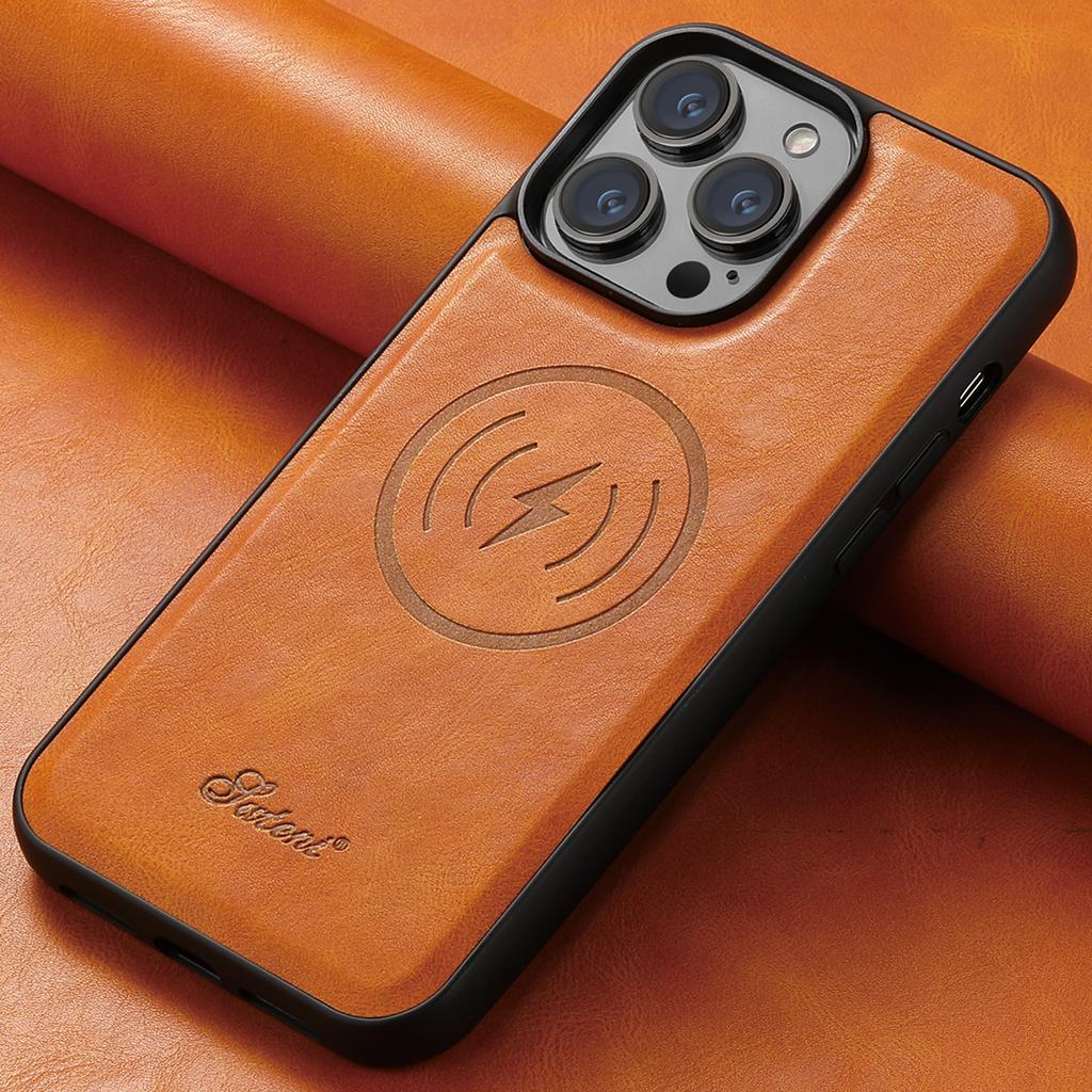 Husă Compatibilă cu Încărcare Wireless din Piele PU de Lux Pentru iPhone 12 13 14 15 16 Plus 17 Pro Max