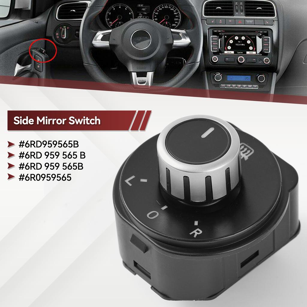 Electric Rearview Wing Mirror Adjuster Knob Switch Chrome Button for Volkswagen Polo 6R 6C 2011-2017 #6RD 959 565B 6RD959565B