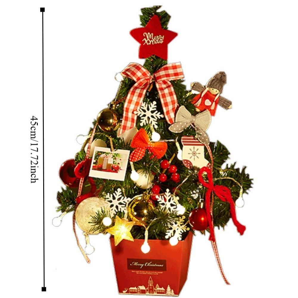 Jingle Bell Tabletop Artificial Christmas Tree Ribbon Bow Festive Party Supplies Home