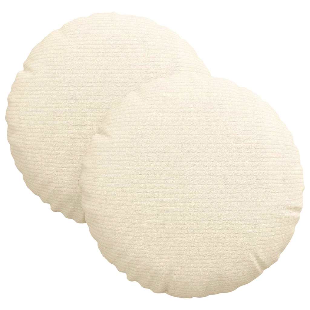 Seat Cushion 2 pcs Cream Ø30 x 13 cm Cord Fabric