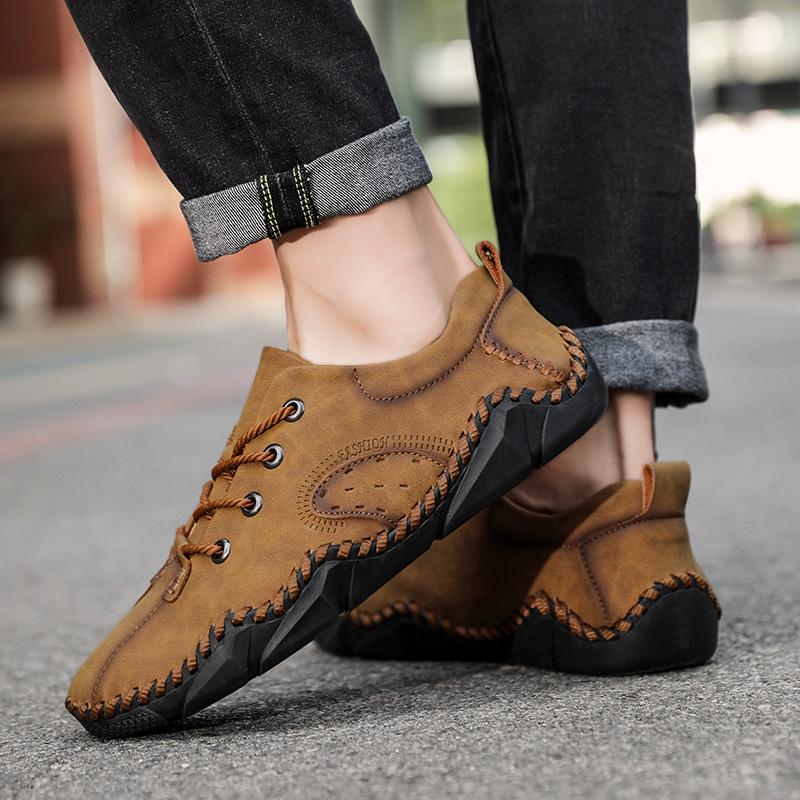 Handmade Leather Casual Men Shoes Design Sneakers Men Comfortable Leather Men Loafers Hot Sale Moccasins Driving Shoes Plus Size