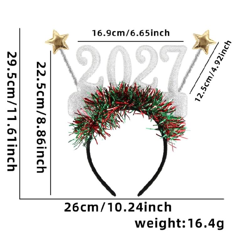 Celebration Hair Accessory for 2027 New Year, Glitter Headband with Bright Trim for Party Wear and Photo Booth Use
