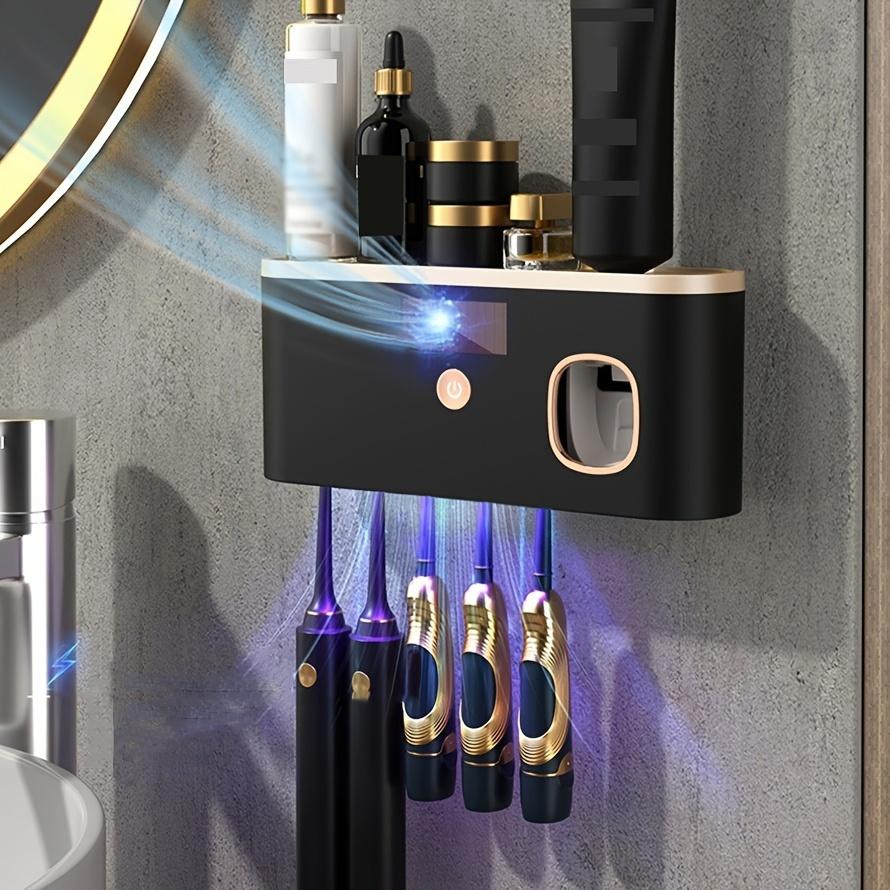Wall Toothbrush Holder For Bathroom UV Toothbrush Organizer Toothpaste Dispenser USB Rechargeable 5 Slots Bathroom Supplies