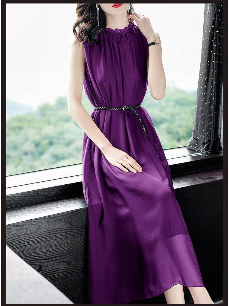 Elegant Waist-Cinching Sleeveless Chiffon Dress - Summer 2026 Collection