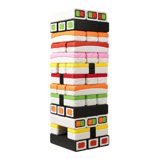 3D Printed Sushi Tumble Tower, Stacking Tower Board Game with 42 Sushi Pieces, Sushi Theme Block Stacking Game for Family Night, Party