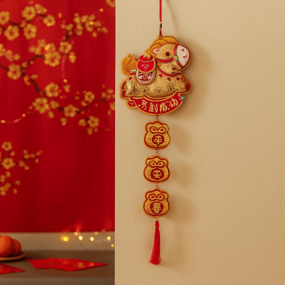 Sequins Horse Wall Hanging Ornaments Glitter Door Decoration Year of The Horse Pendant Bedroom