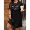 Plus Size Women's Summer Music Festival Pattern Sporty Casual Letter Print Fashionable 07 Printed Jersey Tenniscore Dress