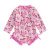 Toddler Girls Rash Guard Swimsuit Rompers Long Sleeve Turtle Print Baby Ruffles Bathing Suit Swimwear