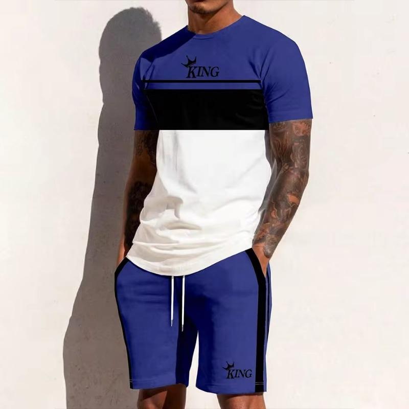 3D Printing Summer Y2K Style Fashion Trendy Men's Set Extra Large Men's Loose Top Refreshing and Breathable Leisure Travel Set