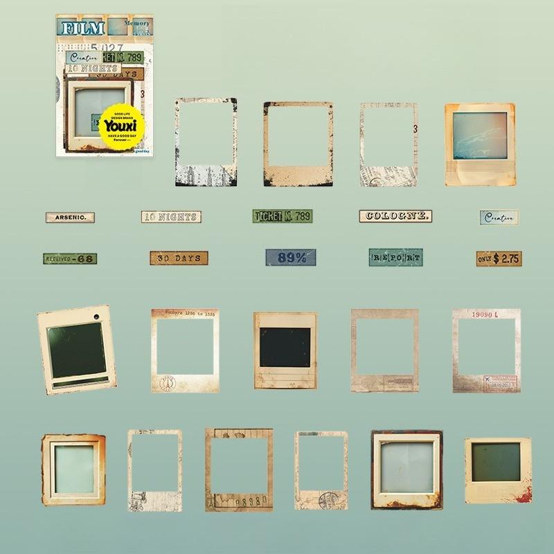 1PC notebook materials 25 pieces into 4 types of film memory series beautiful day stickers retro movie hard card notebook material stickers