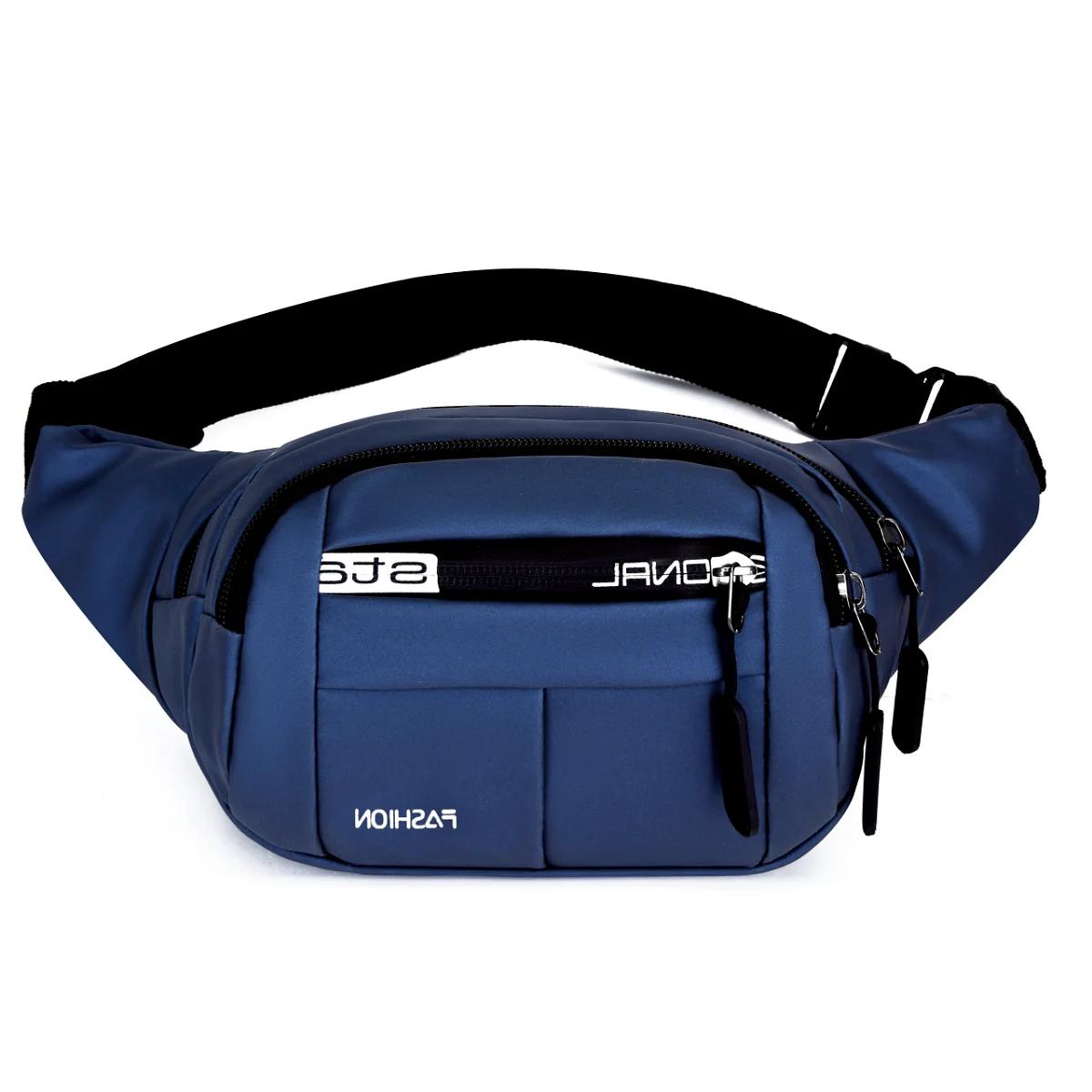 

Мужская повседневная спортивная сумка с небольшой талией из кожи и водонепроницаемого материала, цена со скидкой, трендовая легкая мини-сумка через плечо (20cm<Max Length<30cm) синий