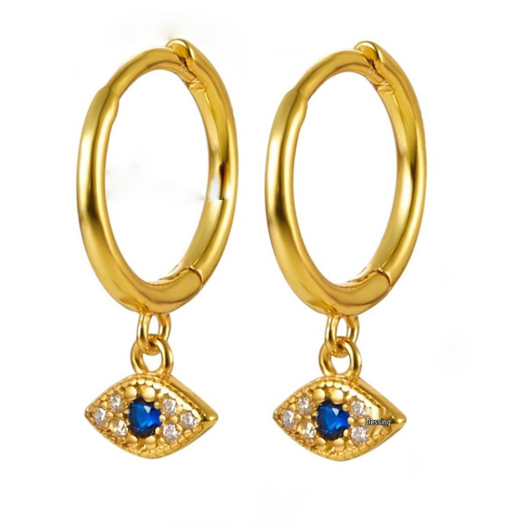 S925 Sterling Silver Zircon Demon Eye Ear Cuffs 