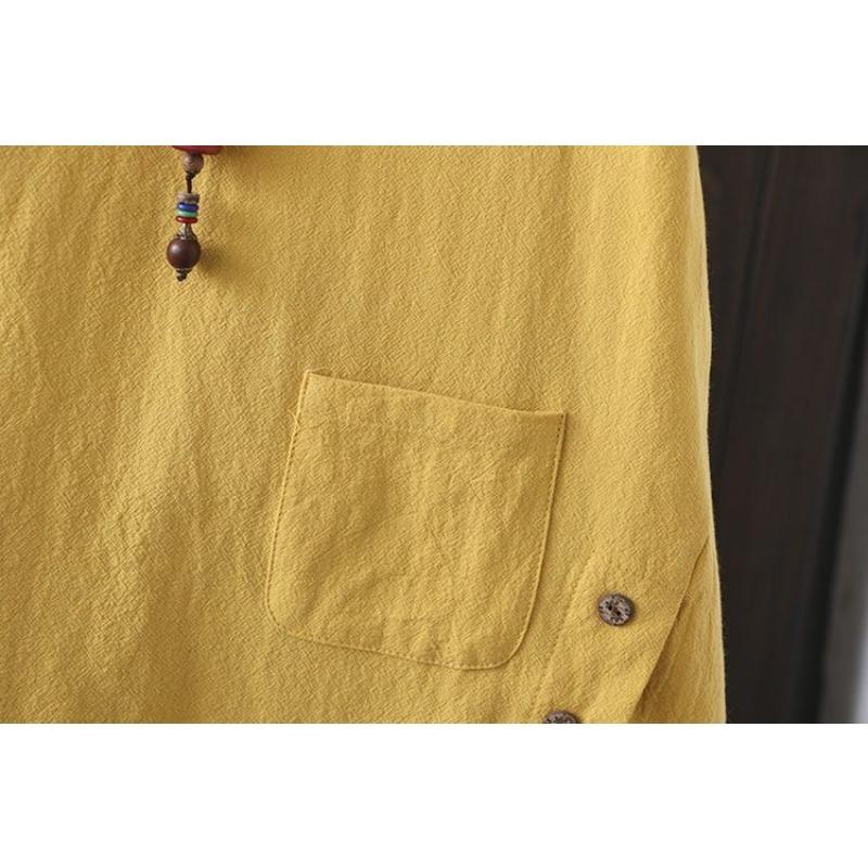 Kortmouwig T-shirt Dames Zomer Linnen Retro Stijl Mode Grote Maat Los Dames Top