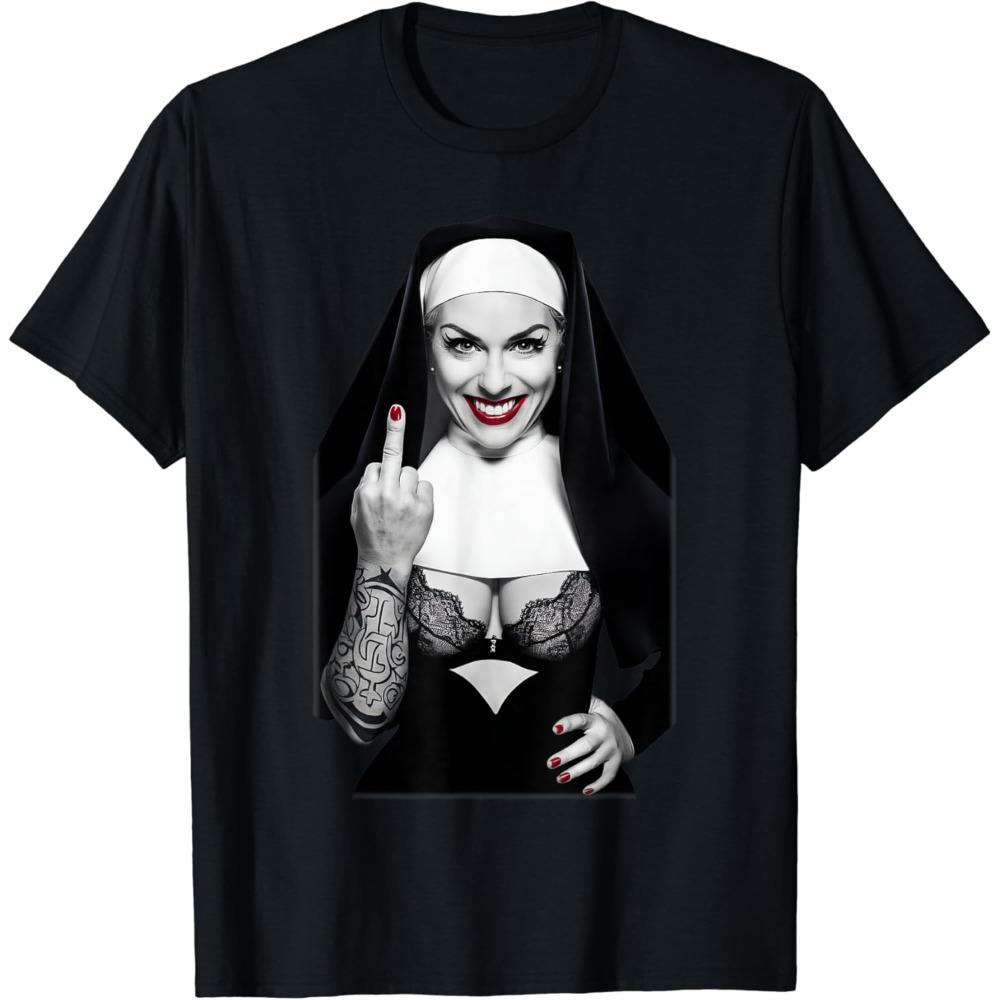 Retro Sexy Nun T-Shirt Y2k Clothes Men's Clothing Oversized Short Sleeve In Tops Tees Women's T-shirts Tshirt Streetwear
