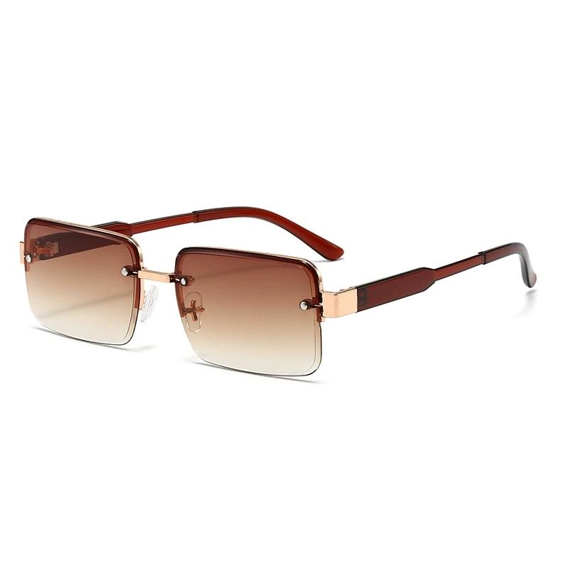 Korean Fashion Aviator Sunglasses For Men And Women Metal Small Square Frame Gradient Lens Shades Glasses Outdoor UV Resistance