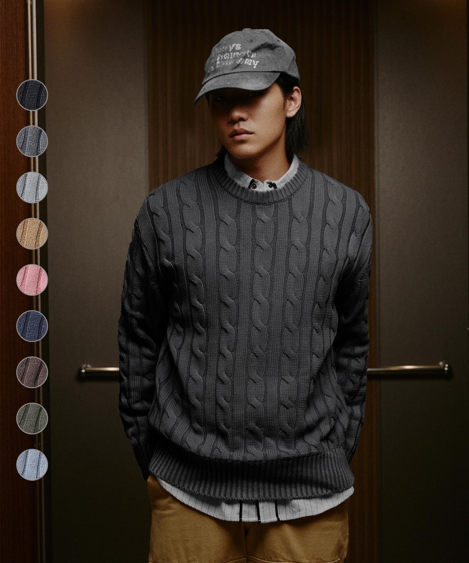 Le Dept [Zhibanov X Le Dept] Garment Cable Round Pullover [9 Colors] (Type A) Black/S
