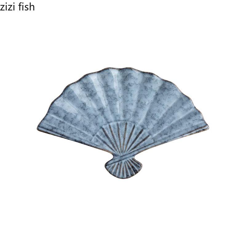 Japanese Fan-shaped Plate Ceramic Sushi Plate Irregular Snack Plate Dim Sum Plates Hotel Restaurant Creative Tableware