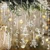 32 Pcs Christmas Ornaments Acrylic Hanging Decor Set with Snowflakes Deer Snowman Icicles Candy