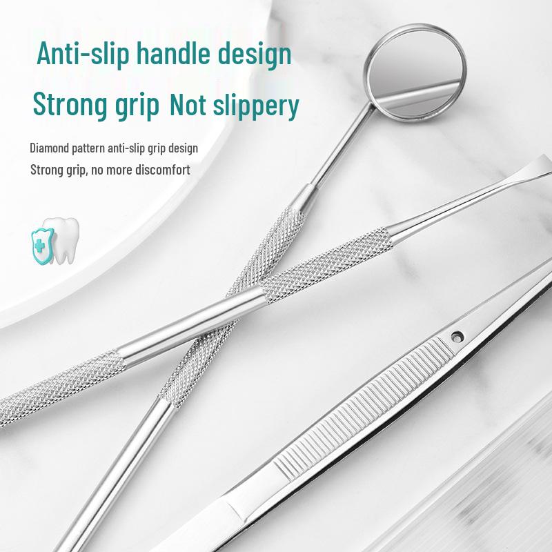 Stainless Steel Dental Tool Set - Mouth Mirror & Tartar Cleaning Care Tools