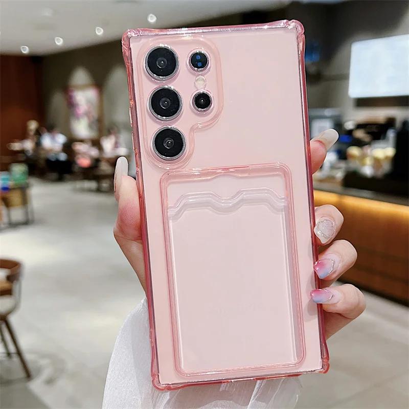 

Card Bag Clear Shockproof Phone Case For For Samsung Galaxy S24 S23 S22 S21 Plus Ultra S20 S21 S23 FE Silicone Soft TPU Back Cover For S23Plus
