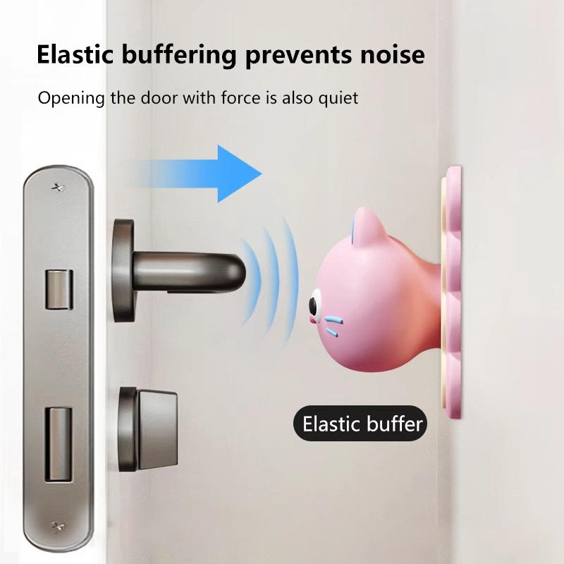 Cute Cat Silicone Door Stopper Door Handle Anti-collision Block Doll Silent Pad Reusable Door Shock Absorber Wall Decorative
