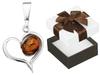 Silver Pendant Heart With Amber Asymmetrical Pendant Heart Silver