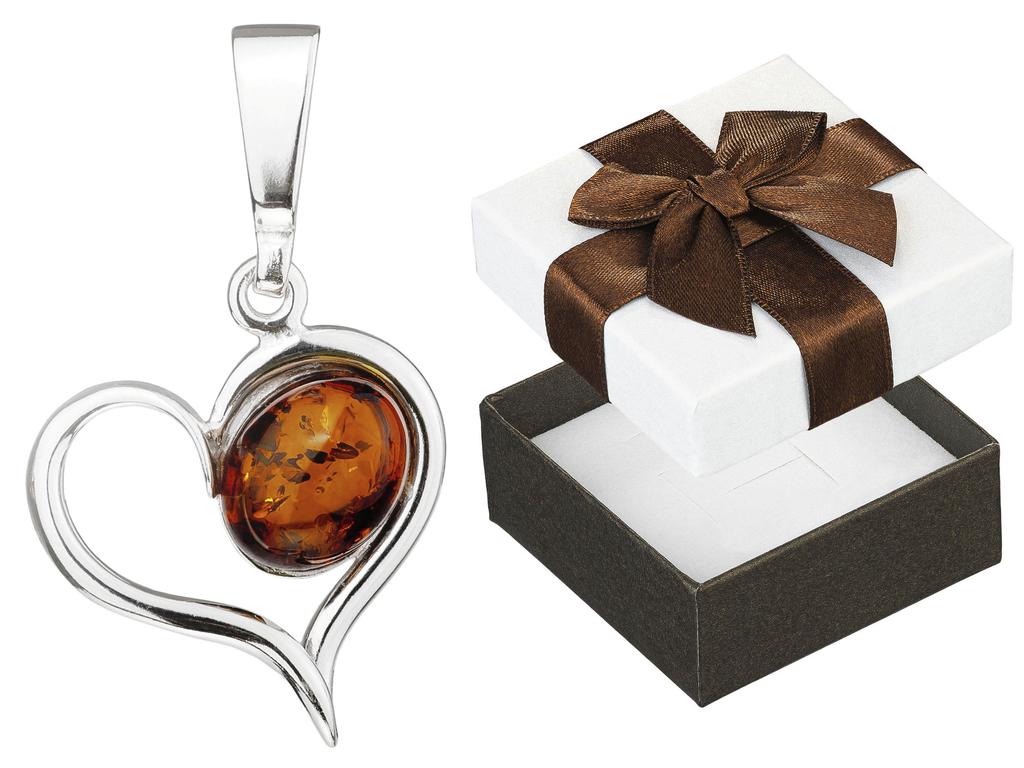 Silver Pendant Heart With Amber Asymmetrical Pendant Heart Silver
