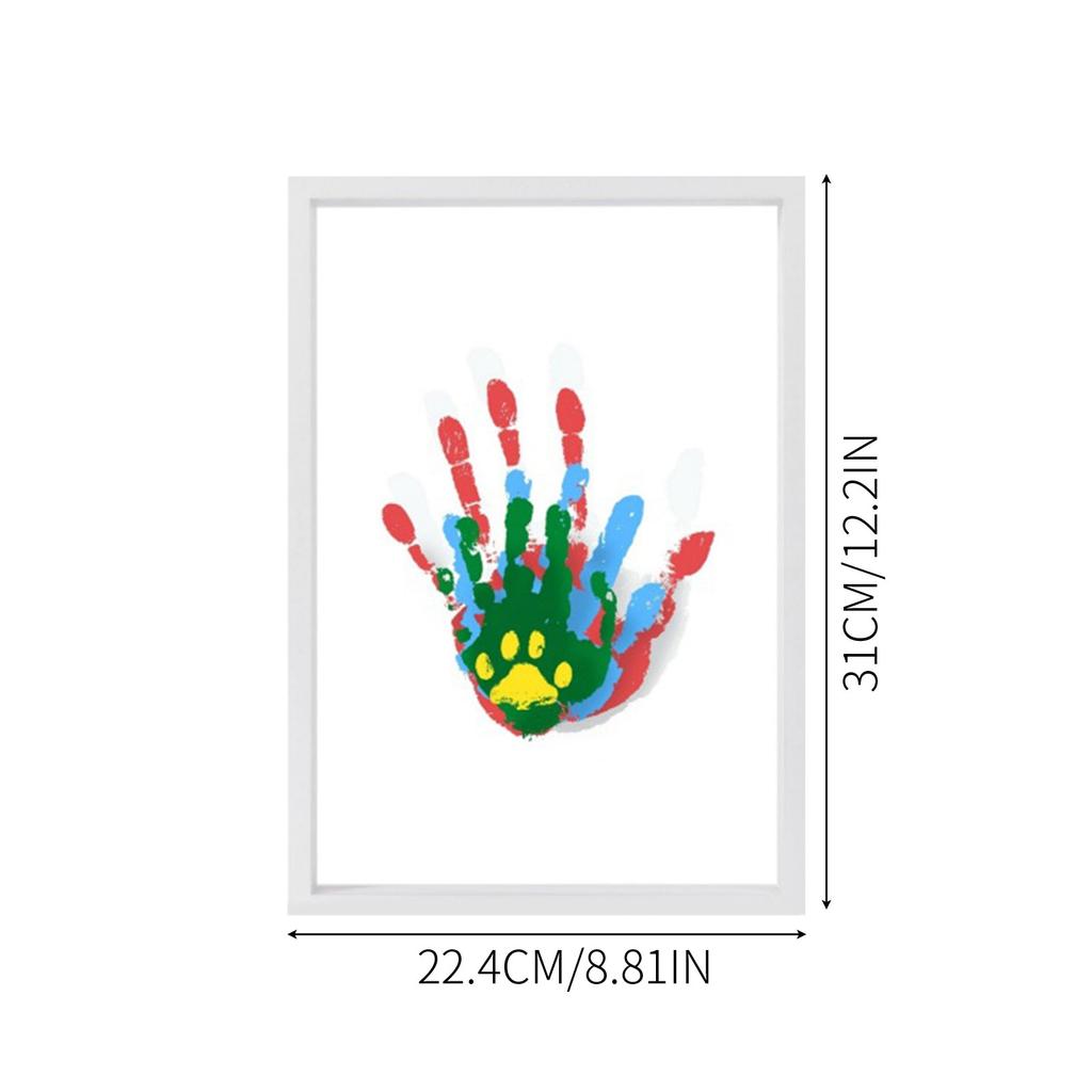 Family Handprint Kit DIY Handmade Keepsake Wooden Frame Eraser Paintbrush Non-Marking Nails Newborn Souvenir Handprint Art Craft