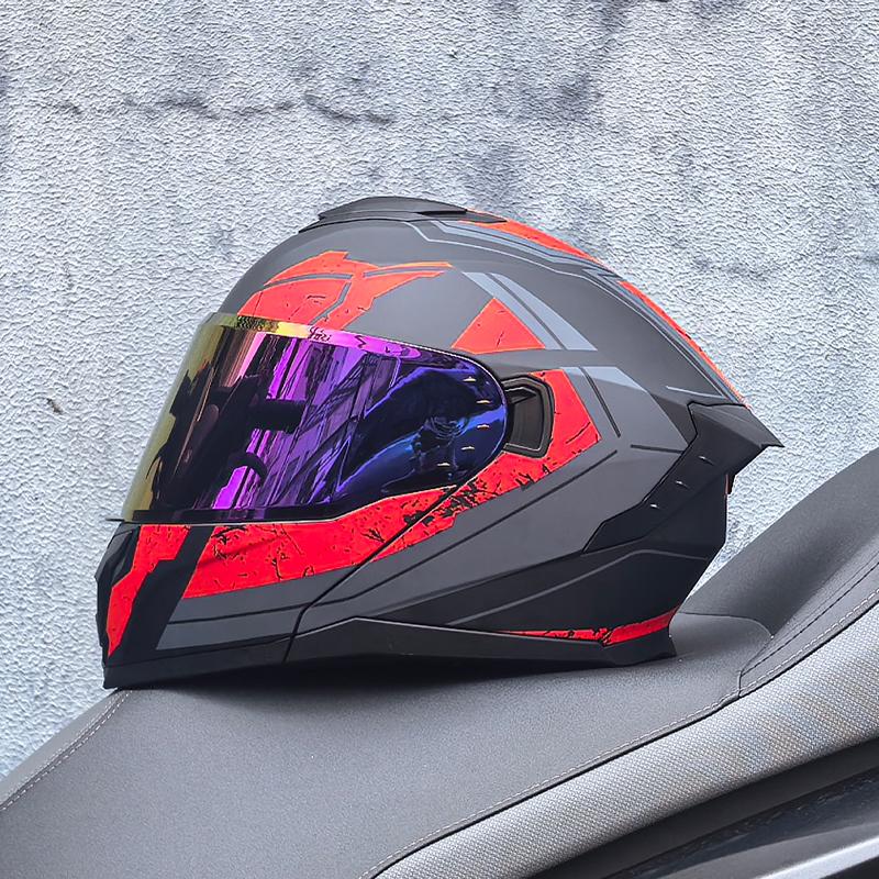 LVS motorcycle off-road helmet racing double lens flip open helmet DOT