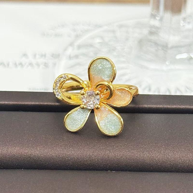 Medieval Vintage Retro Stacked Wearing Micro-Inlaid Zircon Temperament Ring Women'S Niche High-End Light Luxury Butterfly Ring
