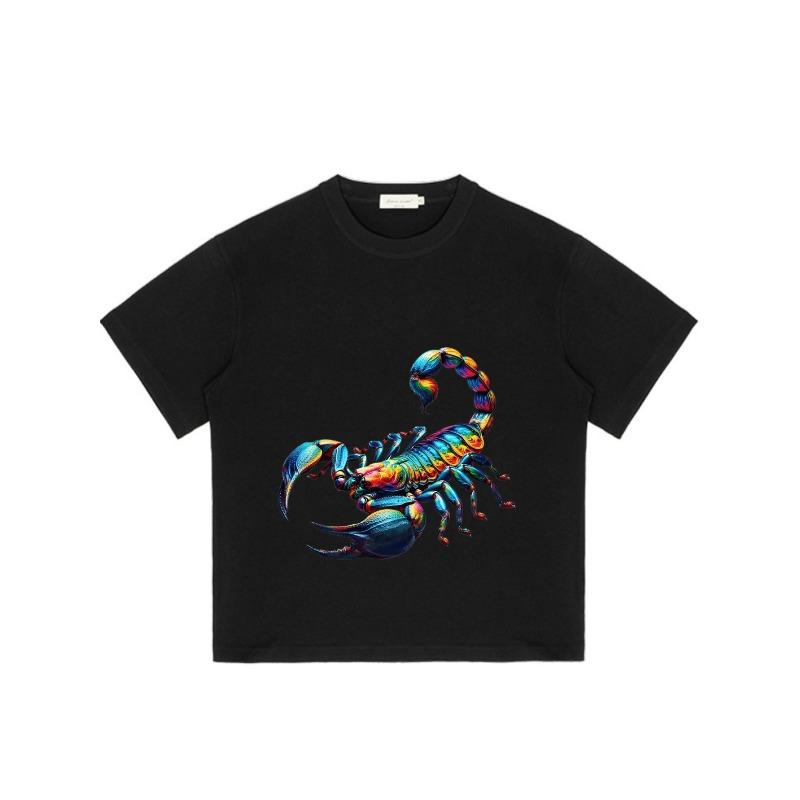 Black T-Shirt with Colorful Scorpion Print for Casual Wear