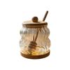 High Borosilicate Glass Jar Shatterproof Temperature Resistant Honeys Container Wood Stirring Stick and Lid for Kitchen