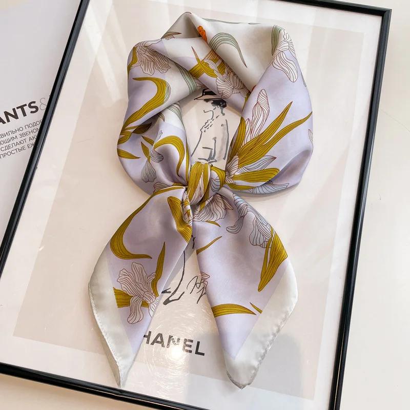 Fashion Square Scarves Women Shawl Floral Silk Silk Imitation Satin Foulard Scarf Female Bandana 70*70cm Shawls for Ladies