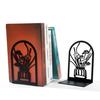 1 Pair Flower Metal Bookends Decorative Flower Vase Book Ends for Shelves Black